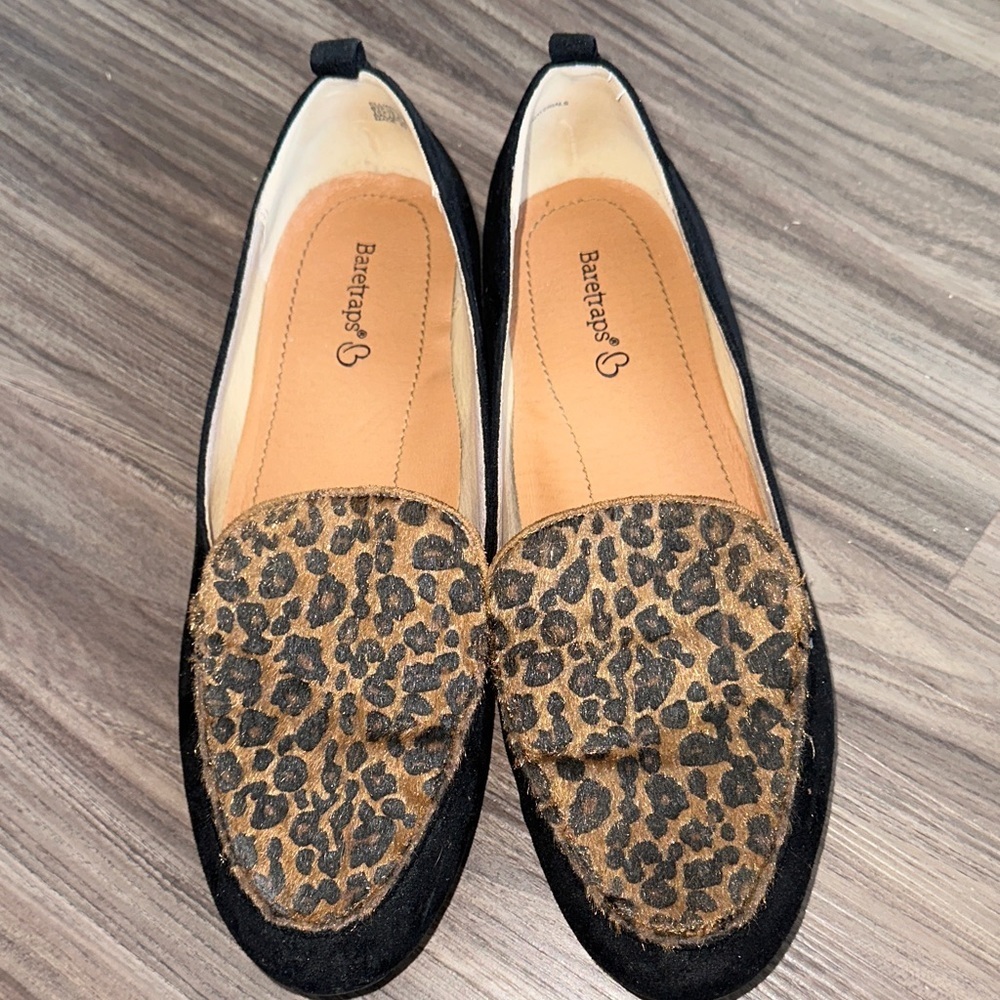 BareTraps Women's Leopard Flats - Black and Brown - Picture 1 of 8